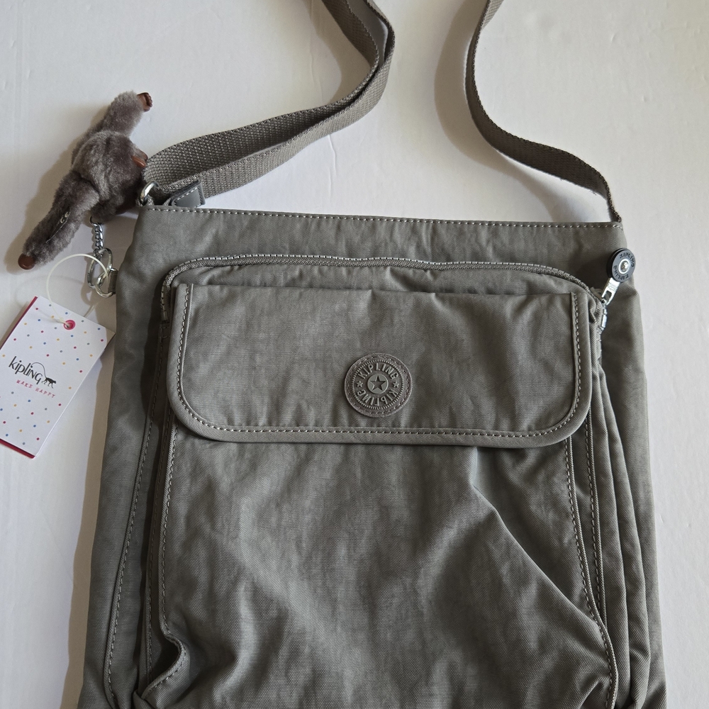 Kipling Gray Messenger Bag with Keychain